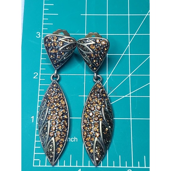 Bijoux New York Designs Bronze Amber Color Rhinestone Clip-on Earrings - Picture 3 of 3